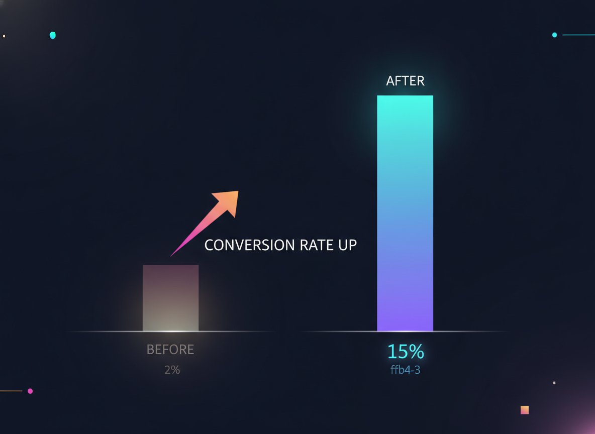 Graphique avant/après du taux de conversion après refonte du tunnel de vente